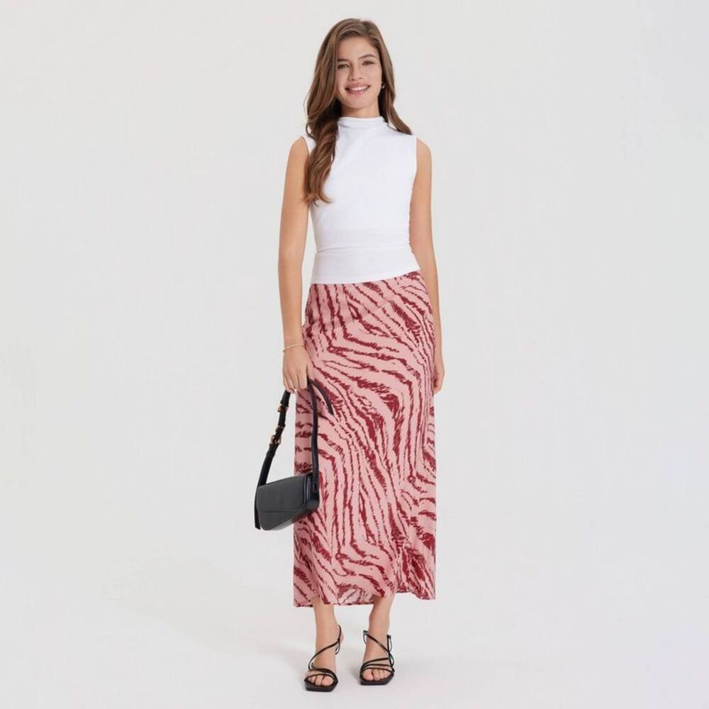 Women's Maxi A-Line Skirt - A New Day Pink Zebra Print XS - Picture 4 of 5